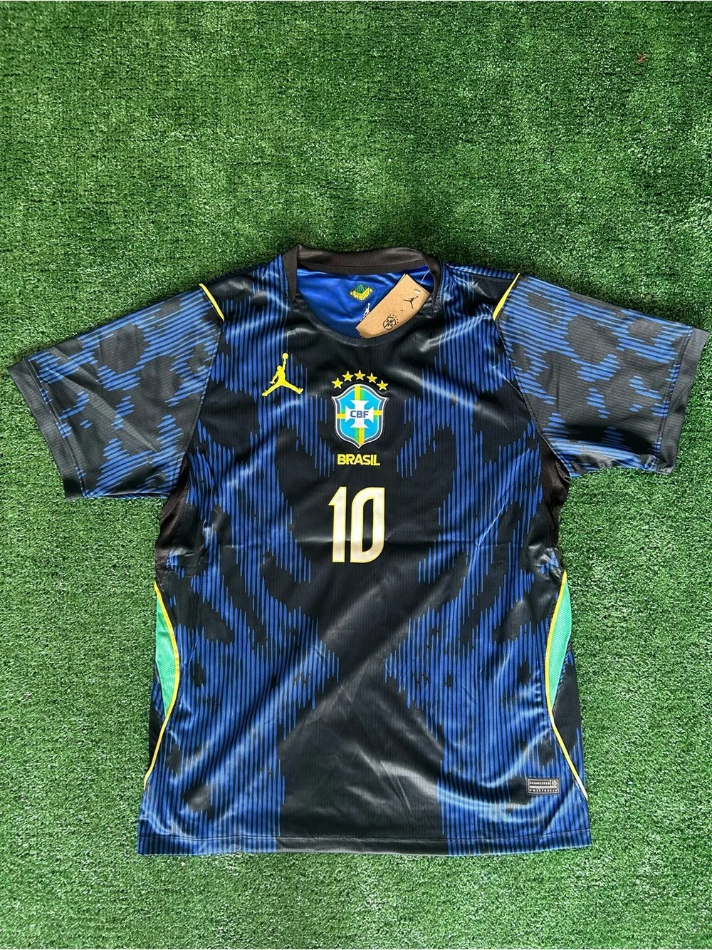 Jordan Neymar Jr #10 Soccer Jersey - Black, Blue, White, Gold